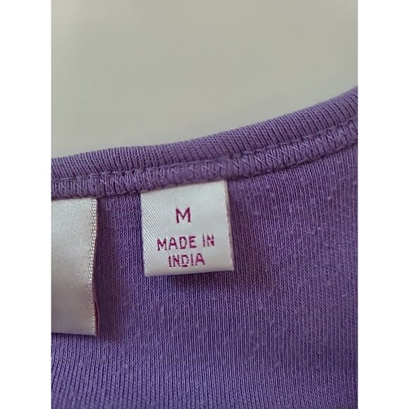 Quacker Factory Shirt Womens M Purple 3/4 Sleeve Beaded Sequin Knit Top Boho - Picture 12 of 15